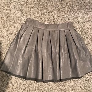 Alice + Olivia Pleated Leather Mini Skirt